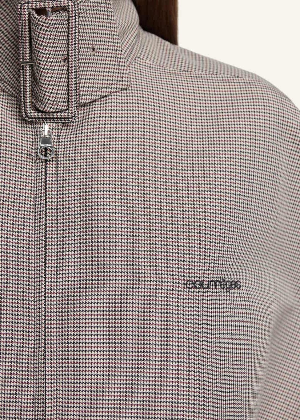 Courreges // Buckle Houndstooth Bomber Jacket / Natural Red & Black Womens Courreges 