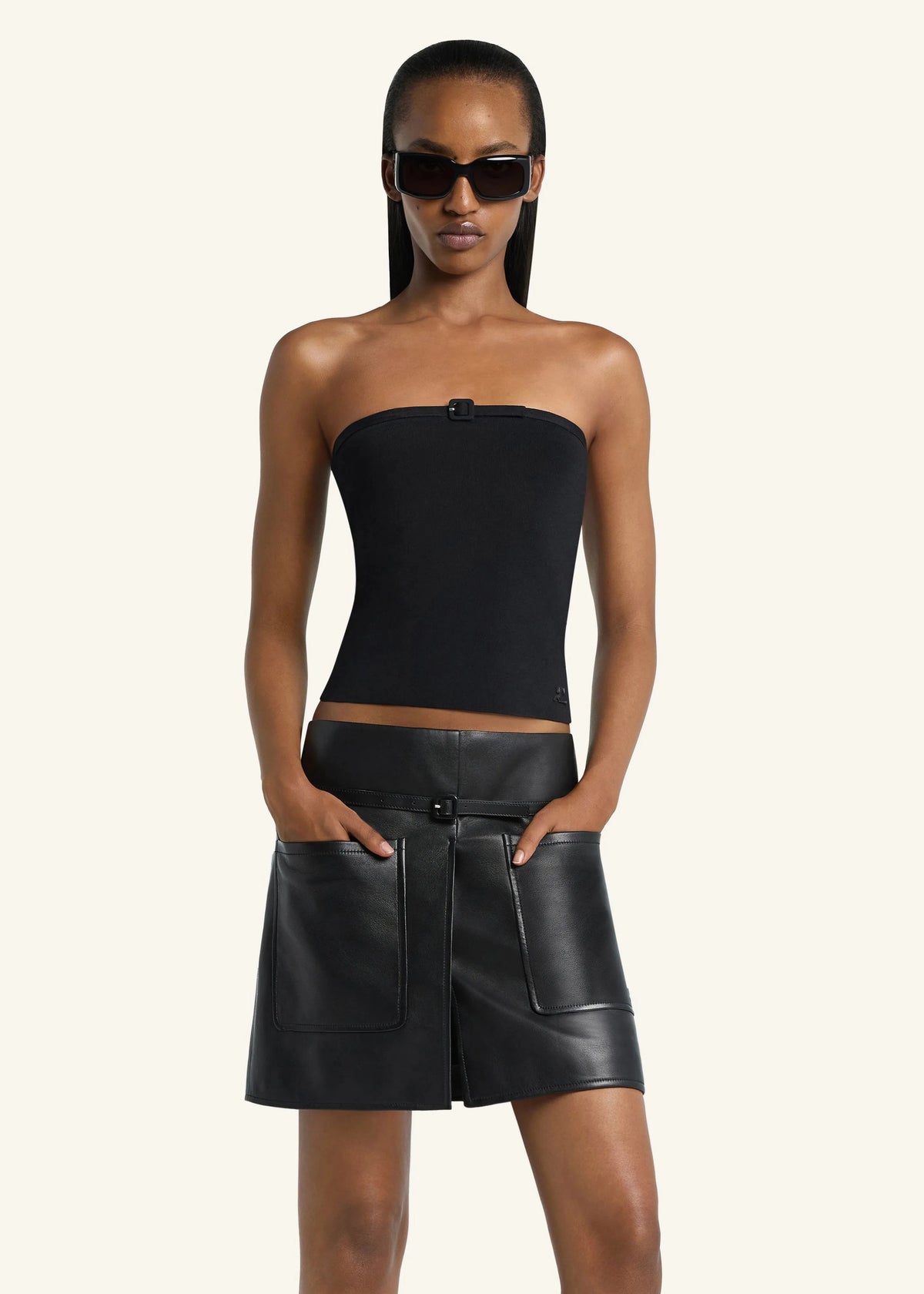 Courreges // Buckle Knit Bustier Top / Black Womens Courreges 