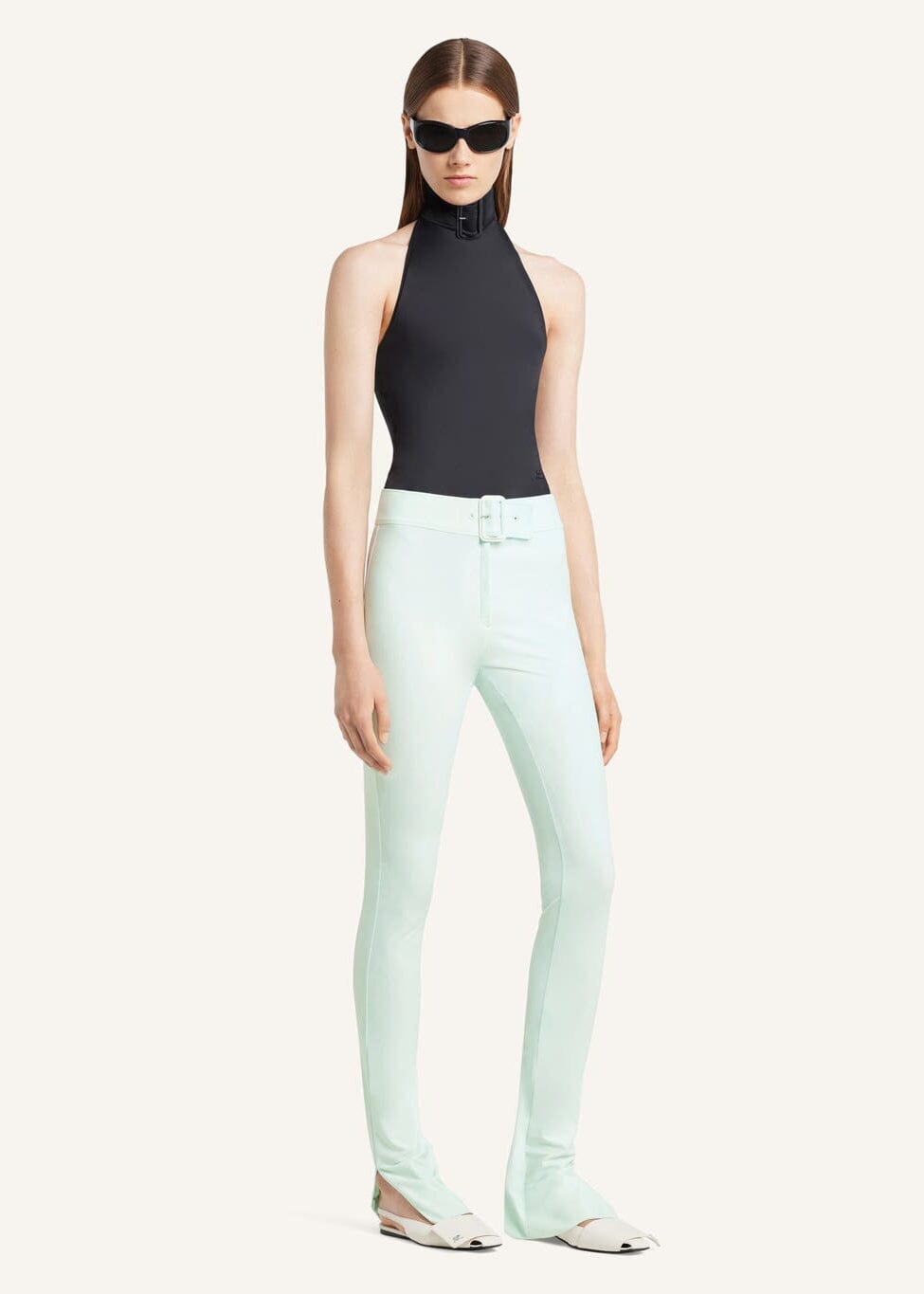 Courreges // Buckle Tech Crepe Bodysuit / Black Womens Courreges 