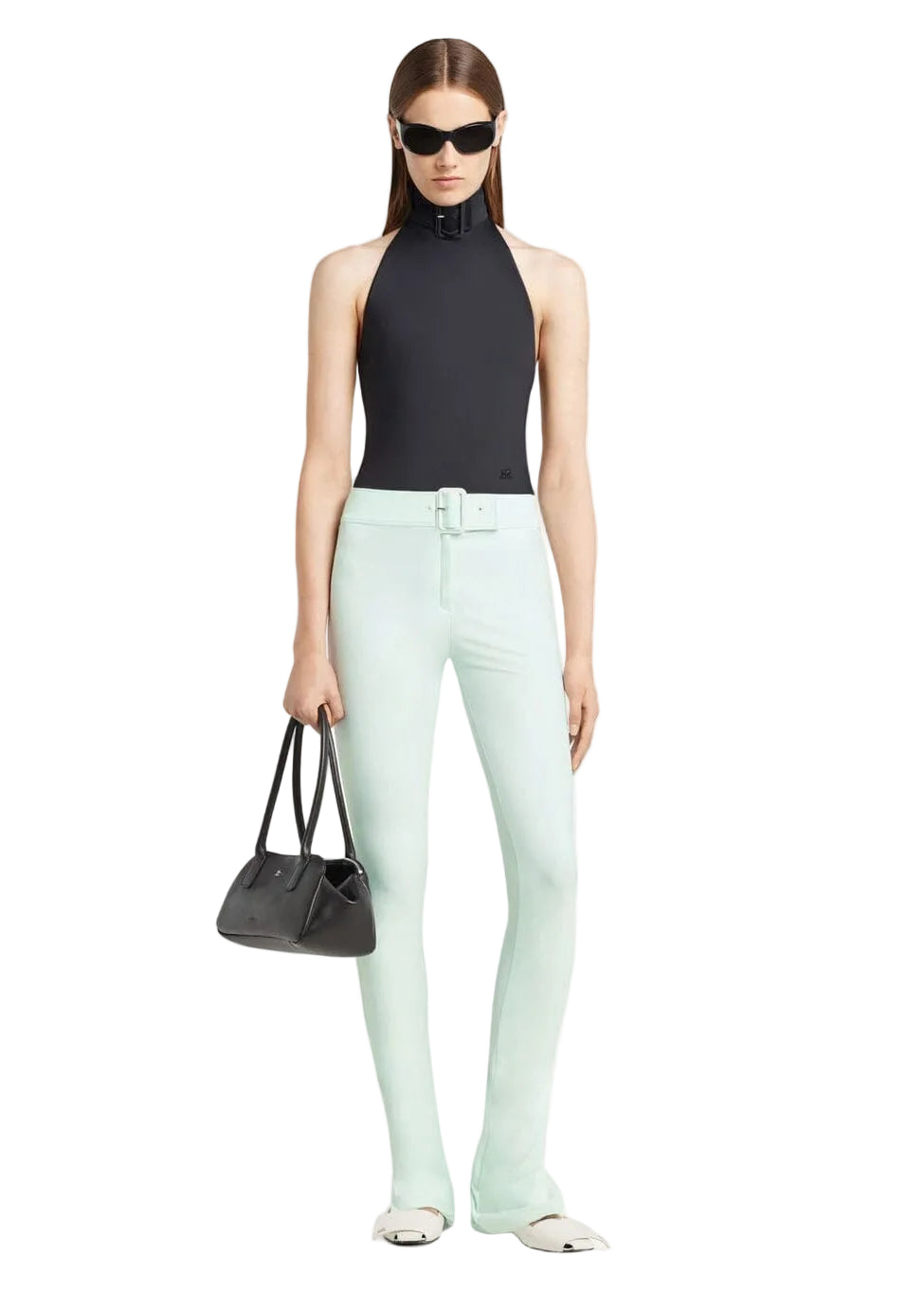 Courreges // Buckle Tech Crepe Bodysuit / Black Womens Courreges 
