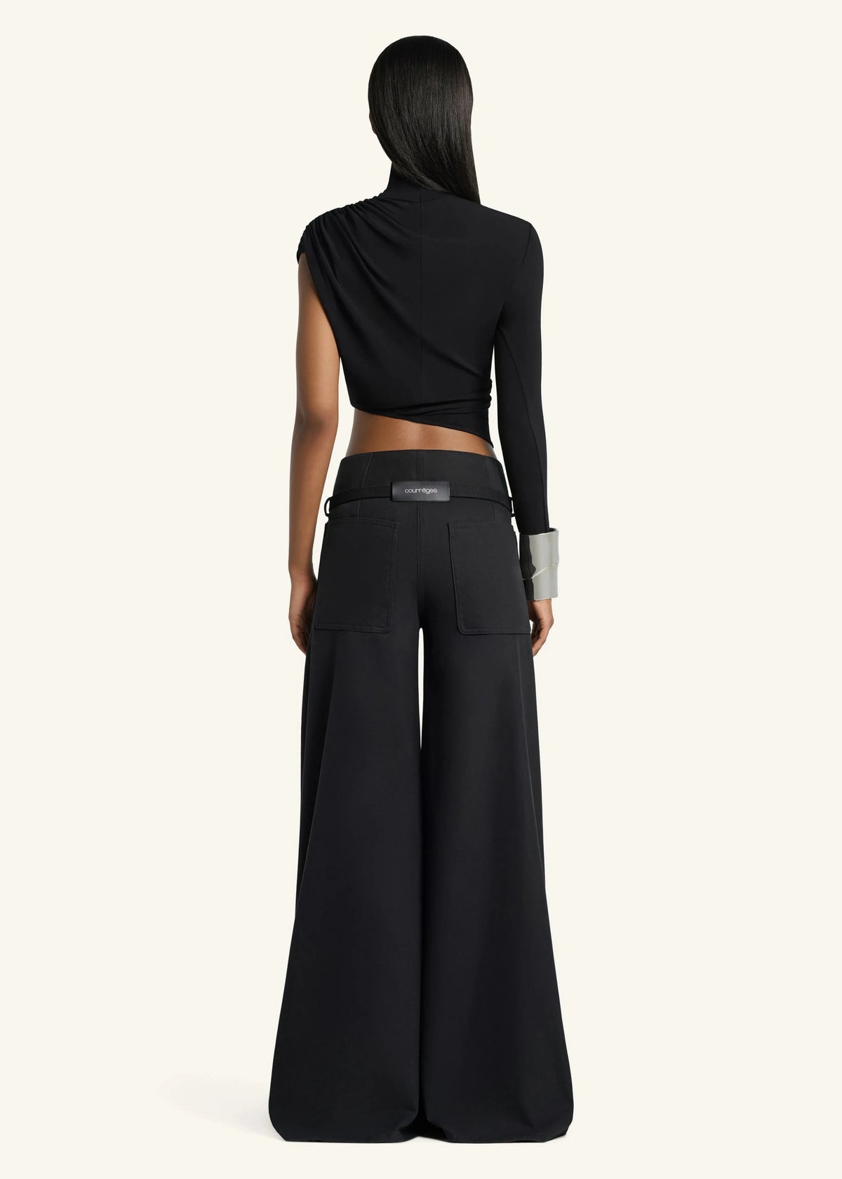 Courreges // Cotton Canvas Palazzo Pant / Black Womens Courreges 