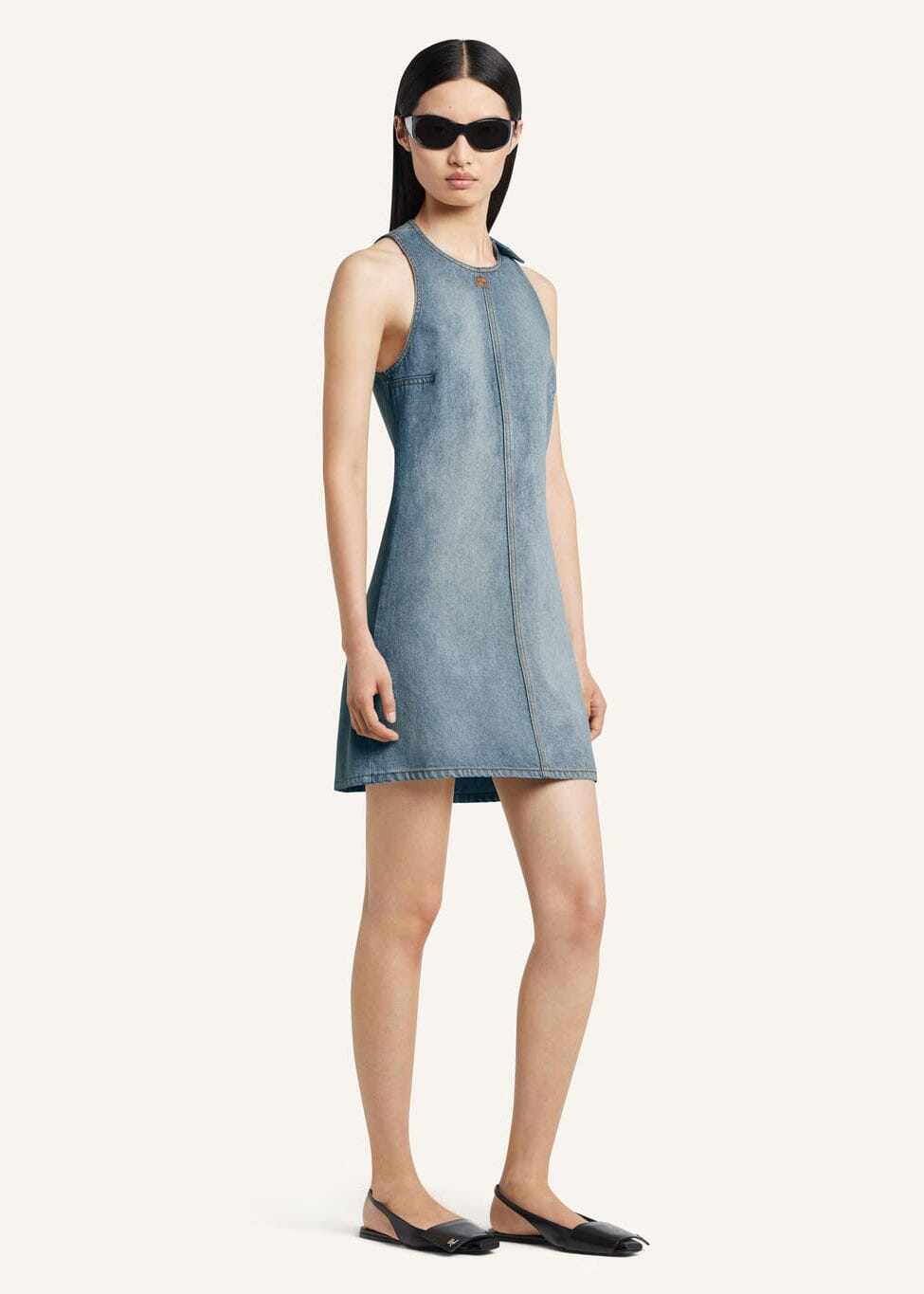 Courreges // Heritage Denim A-Line Dress / Denim Bleu Delave Womens Courreges 