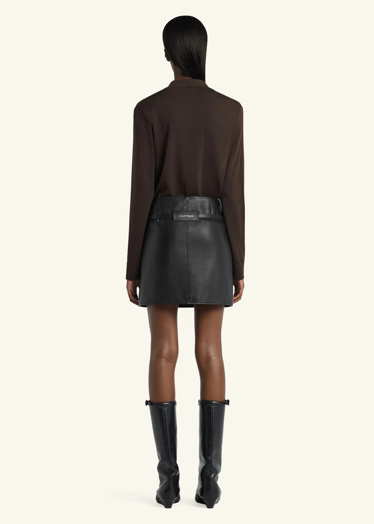 Courreges // Merino Cardigan Polo / Chocolate Womens Courreges 