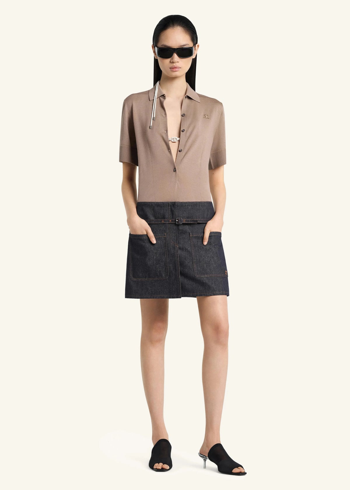 Courreges // Merino Polo / Sandy Brown Womens Courreges 