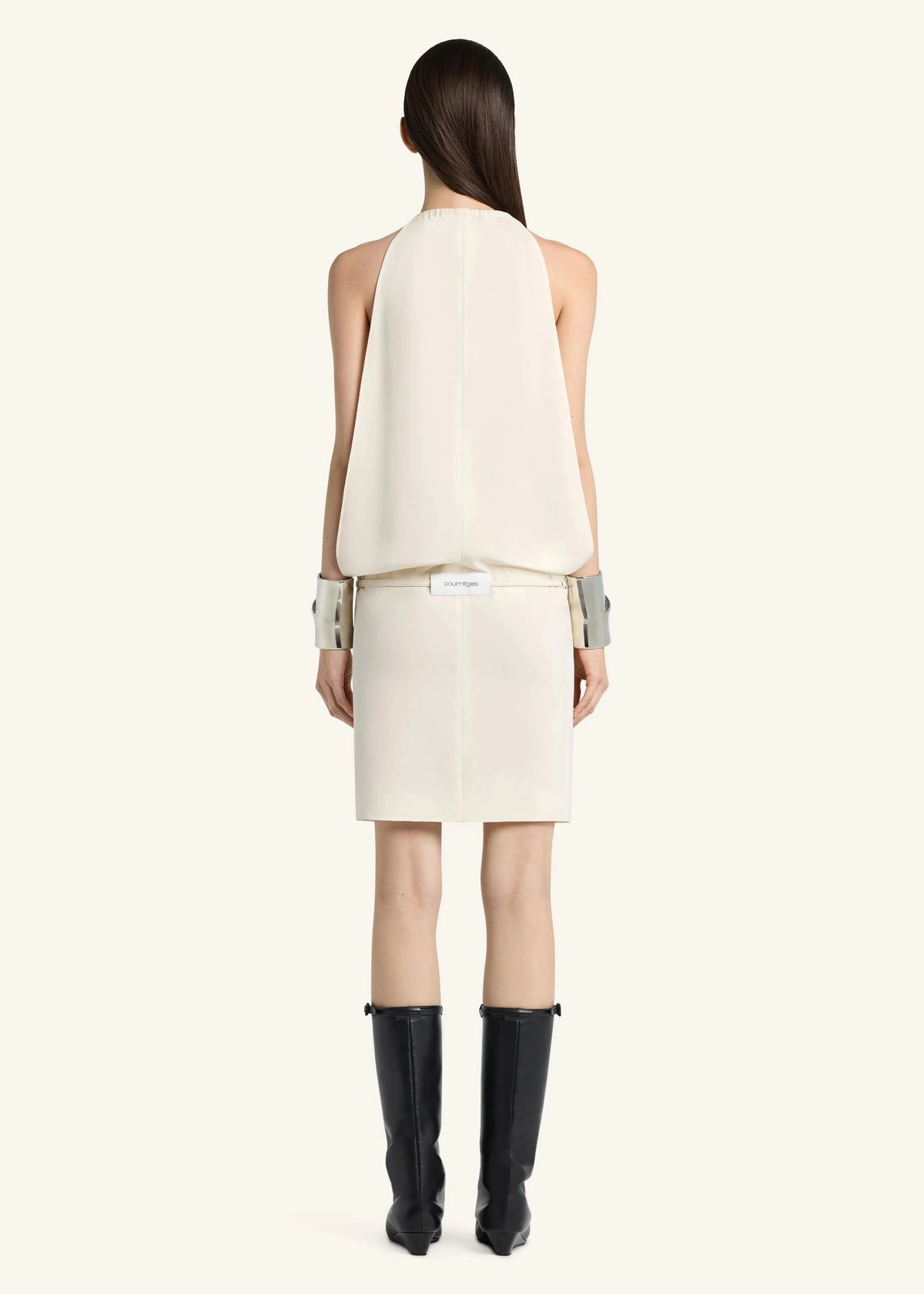 Courreges // Mini Dress Belted Cut Out / Heritage White Womens Courreges 