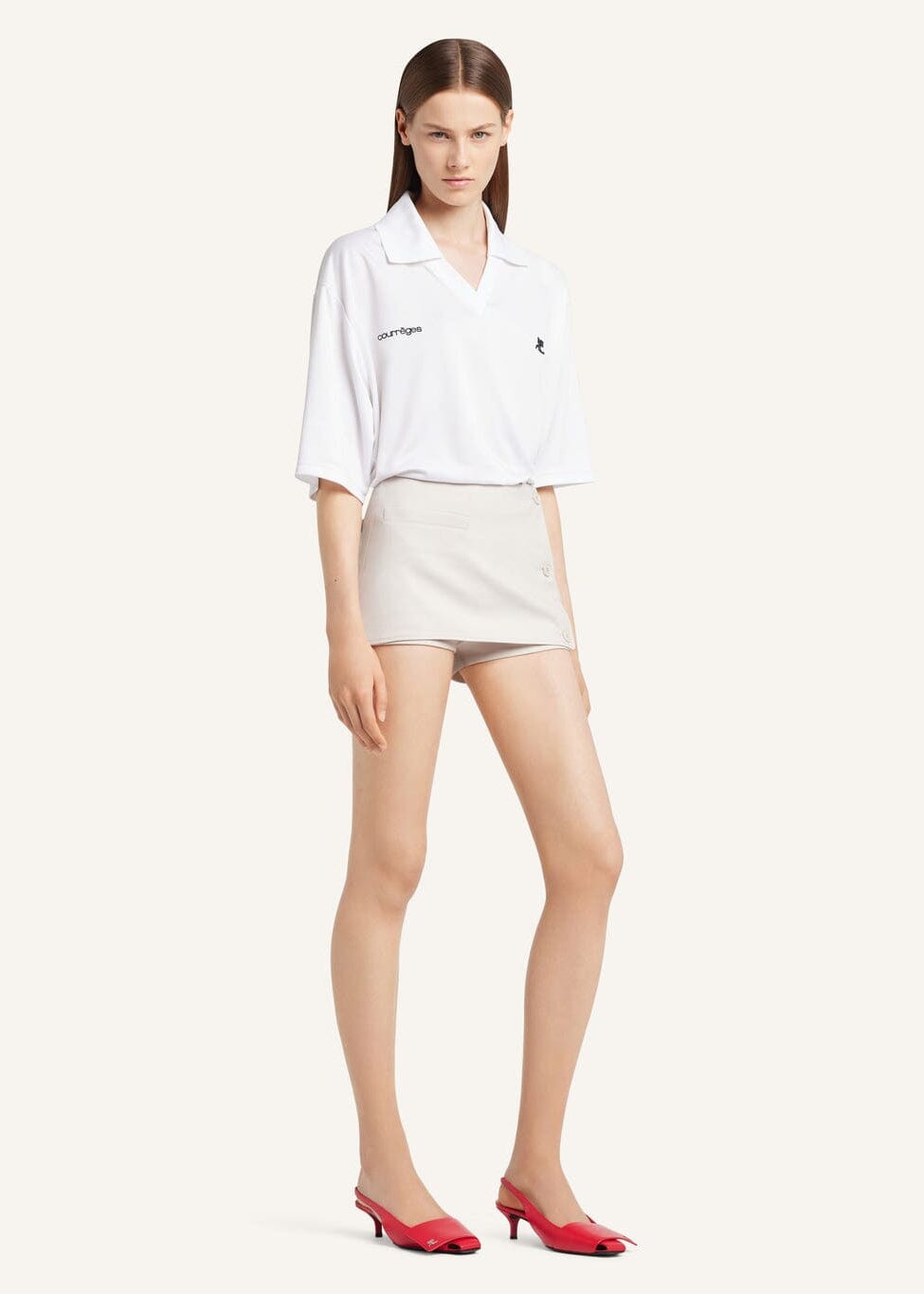 Courreges // Oblique Polywool Mini Skort / Clay Womens Courreges 