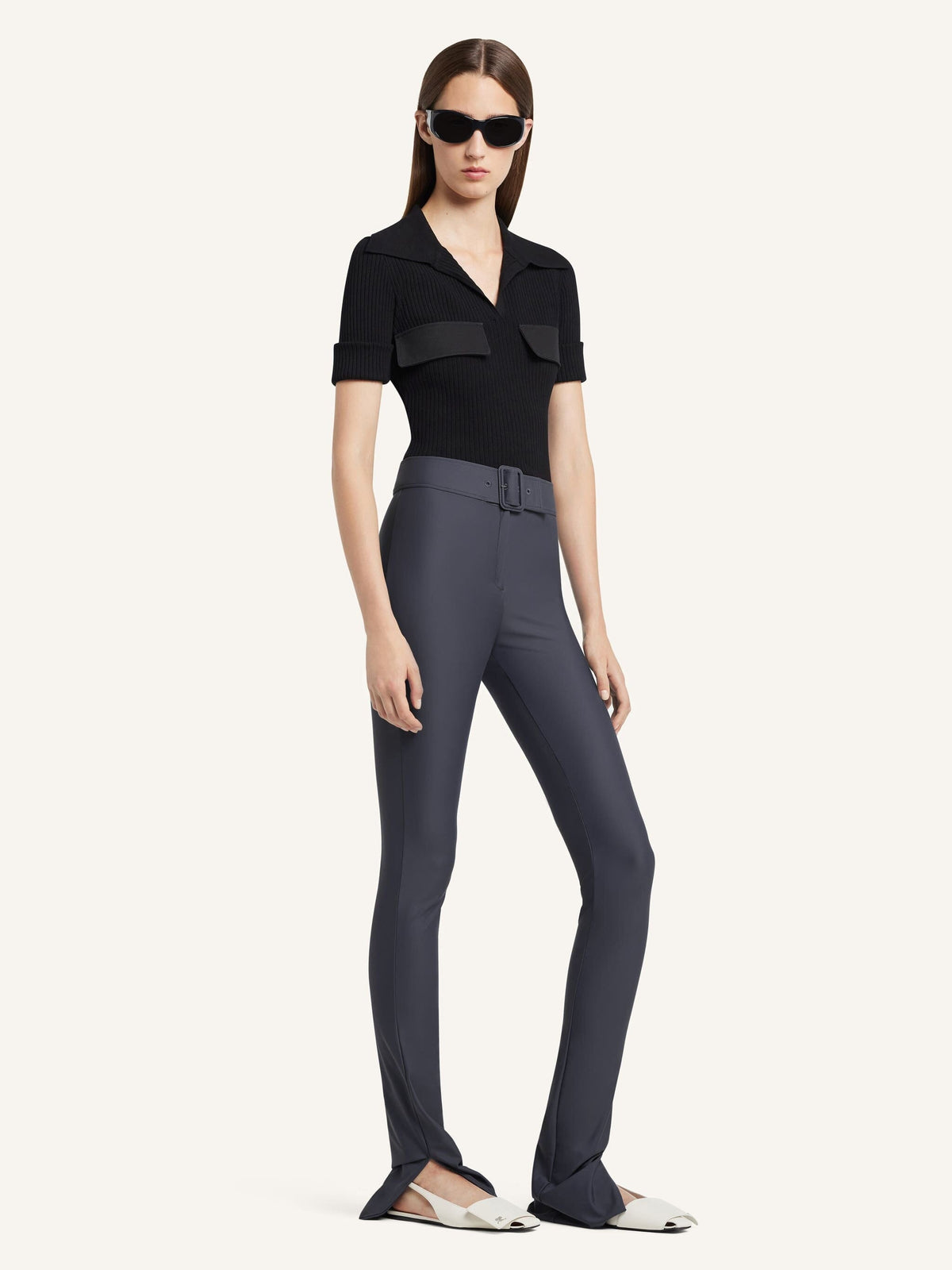 Courreges // Ribbed Polo / Black Womens Courreges 