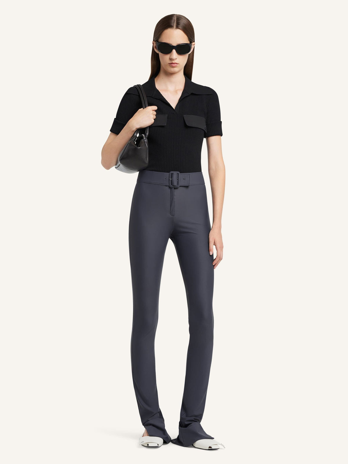 Courreges // Ribbed Polo / Black Womens Courreges 