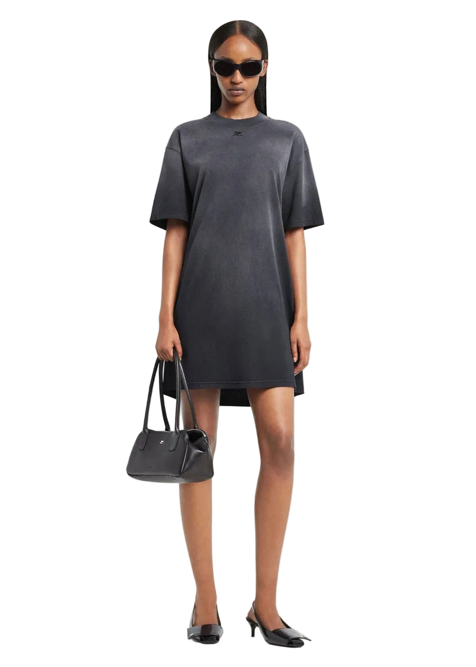 Courreges // Solarized T-Shirt Dress / Black Womens Courreges 