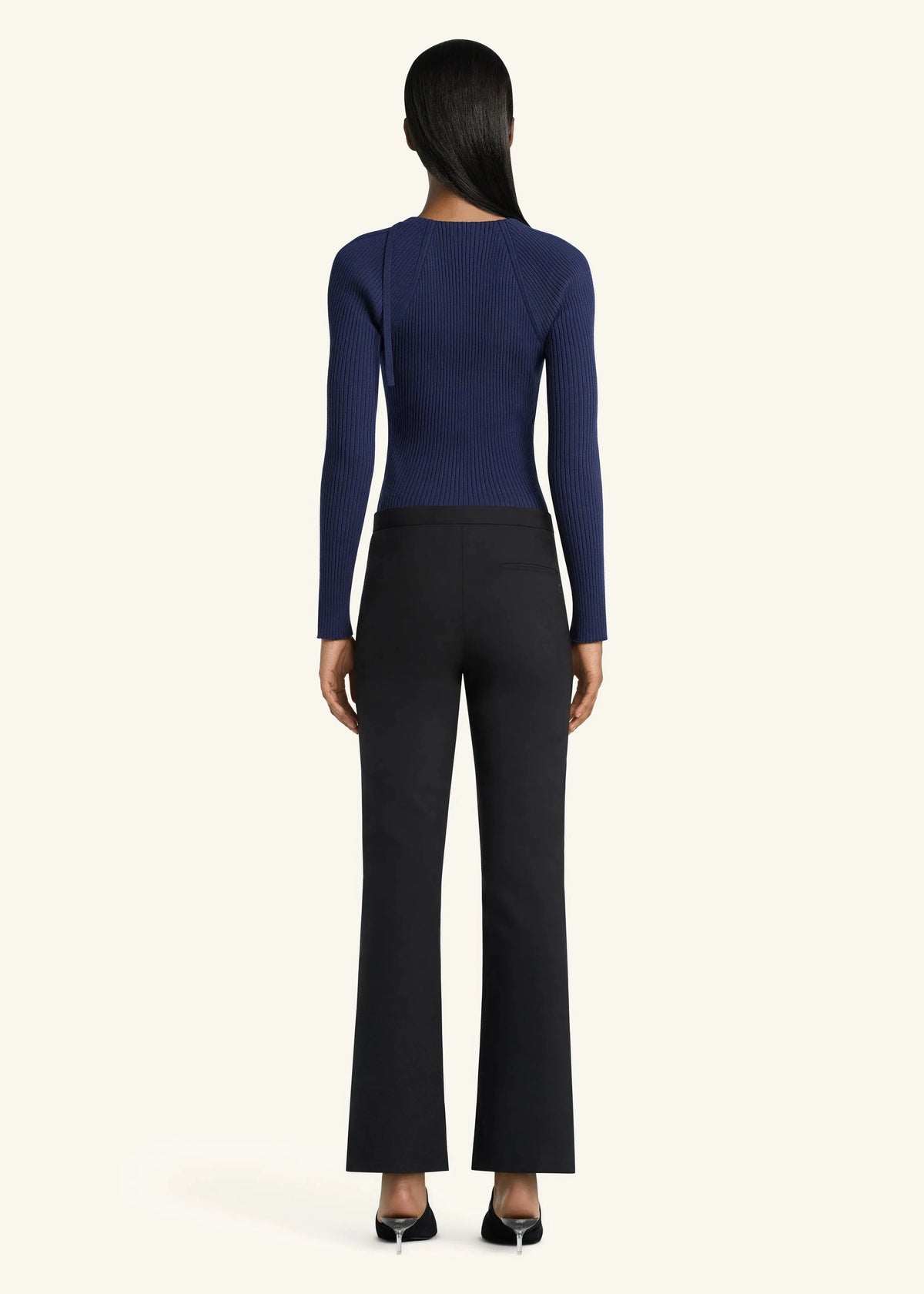 Courreges // Sweater Rib Knit Cut Out Top / Work Blue Womens Courreges 