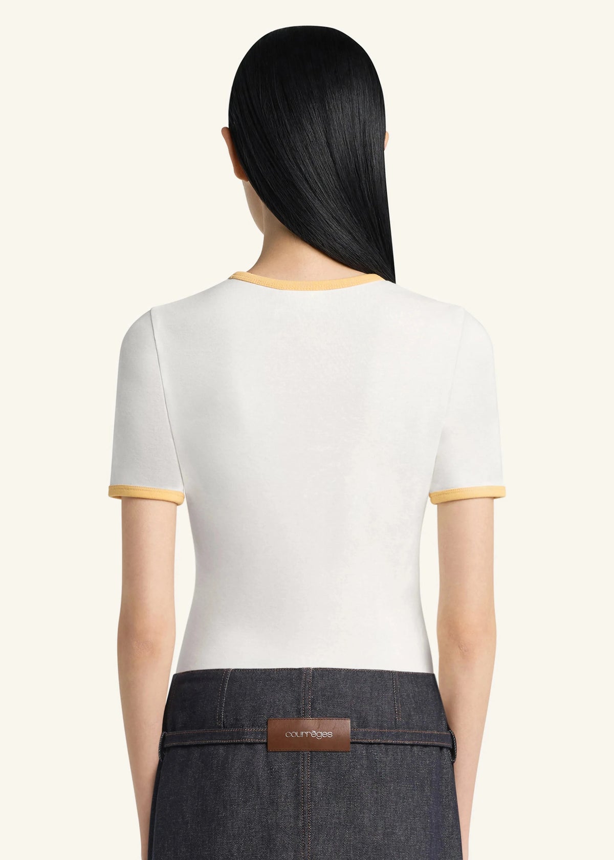 Courreges // T shirt Signature Contrast / Dawn Orange & Heritage White Womens Courreges 