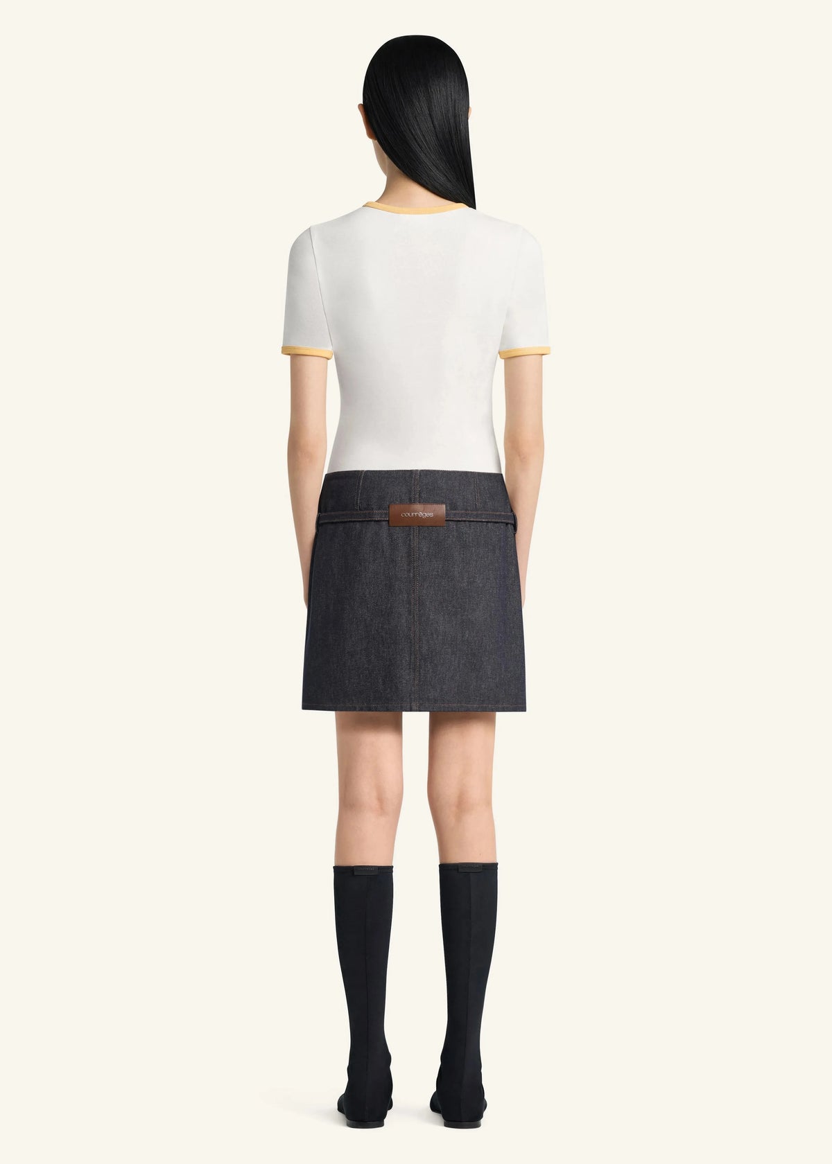 Courreges // T shirt Signature Contrast / Dawn Orange & Heritage White Womens Courreges 