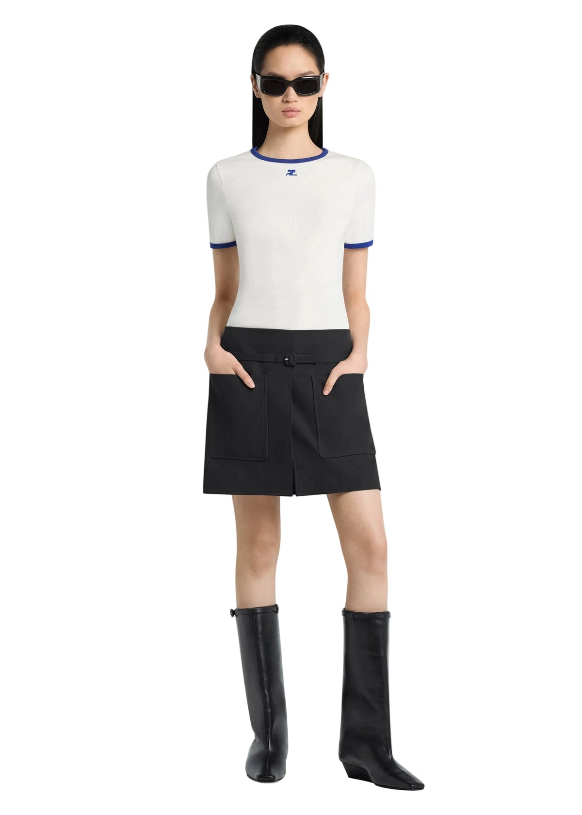 Courreges // T shirt Signature Contrast / Mineral Blue & Heritage White Womens Courreges 