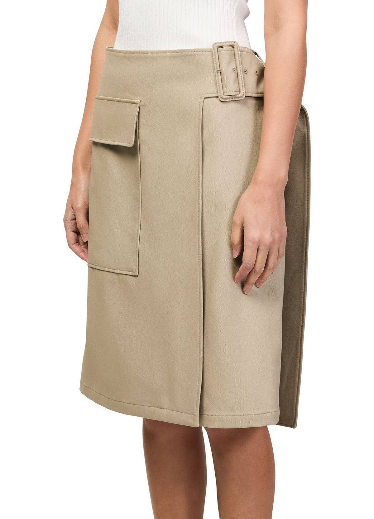 Courreges // Utility Buckle Cotton Skirt / Beige Womens Courreges 