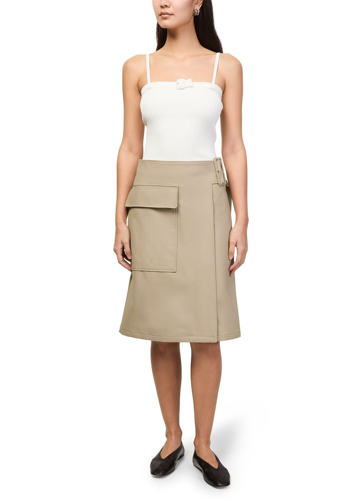 Courreges // Utility Buckle Cotton Skirt / Beige Womens Courreges 