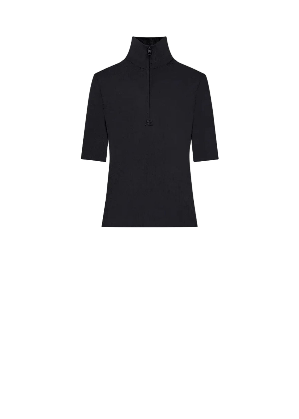 Courreges // Zipped Mockneck Knit Top / Black Womens Courreges 