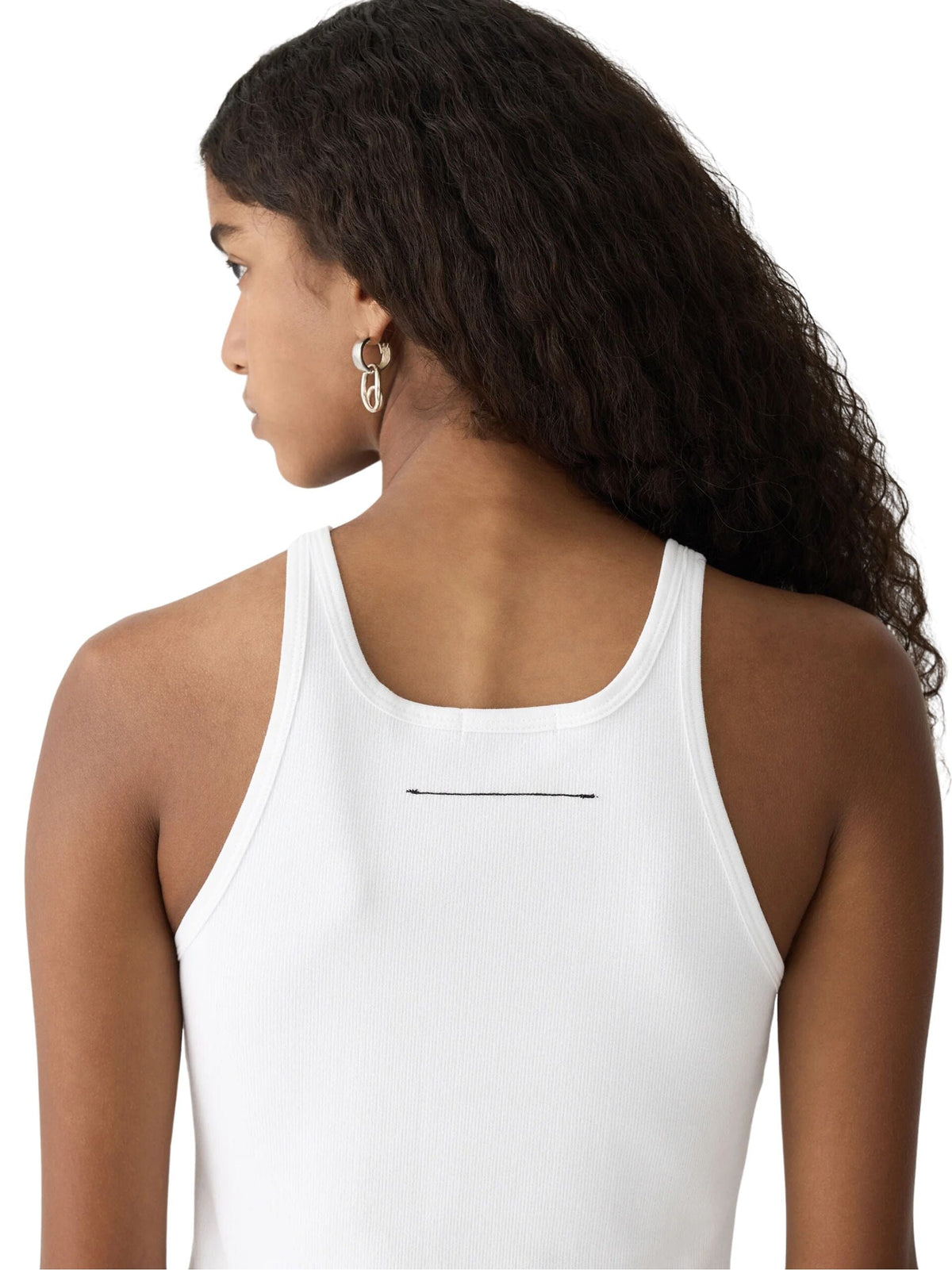 Cropped Scoop Neck Tank / White Womens Bassike 