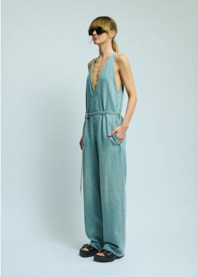 Dakota Denim Jumpsuit / Emerald Blue Womens Haikure 