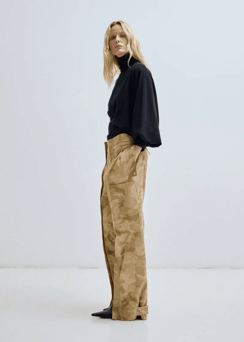 Darkpark // Adriana Camouflage Cotton Zip Cargo Pant / Beige Camouflage Womens Darkpark 