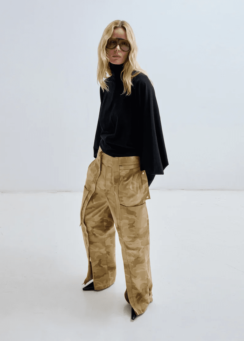 Darkpark // Adriana Camouflage Cotton Zip Cargo Pant / Beige Camouflage Womens Darkpark 
