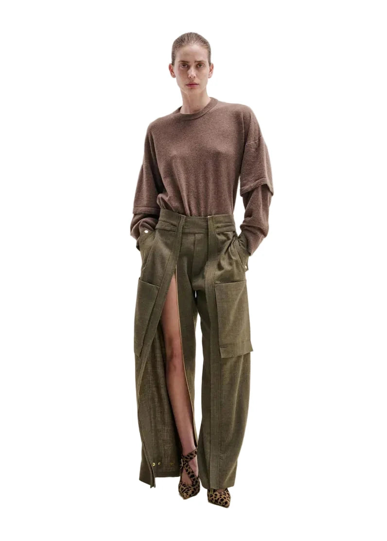 Darkpark // Adriana Wool Cargo Pants / Green Melange Womens Darkpark 