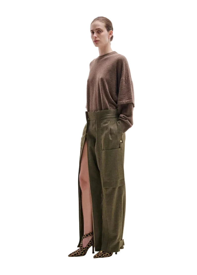 Darkpark // Adriana Wool Cargo Pants / Green Melange Womens Darkpark 