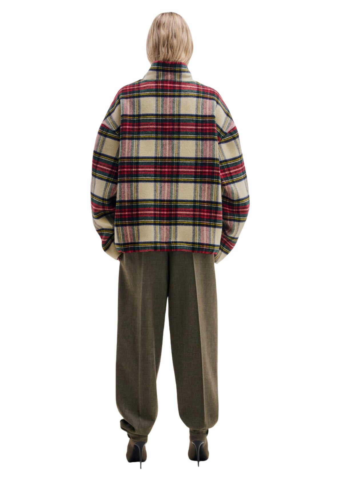 Darkpark // AJ Wool Tartan Check Jacket / Green, Red & White Womens Darkpark 
