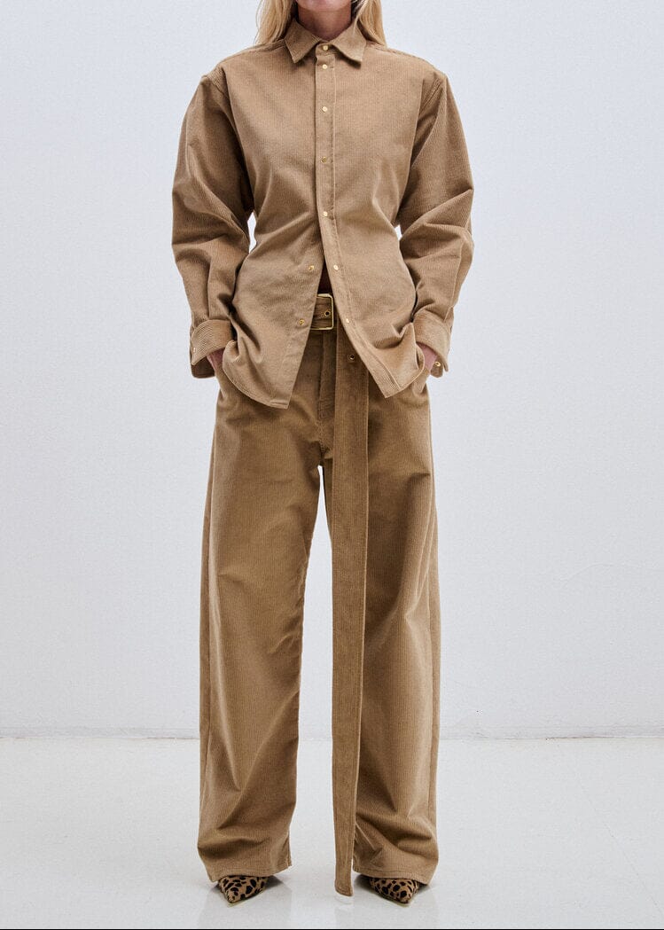 Darkpark // Anne Corduroy Tailored Shirt / Beige Womens Darkpark 
