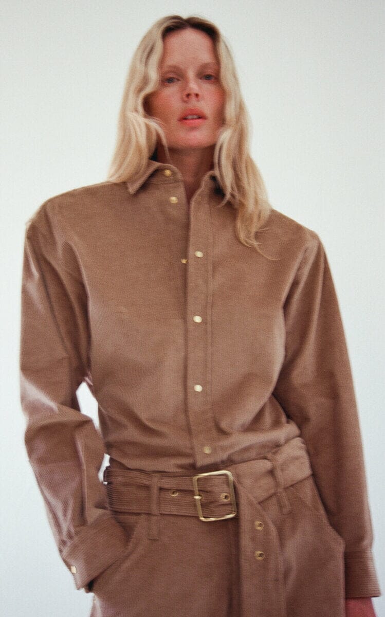 Darkpark // Anne Corduroy Tailored Shirt / Beige Womens Darkpark 