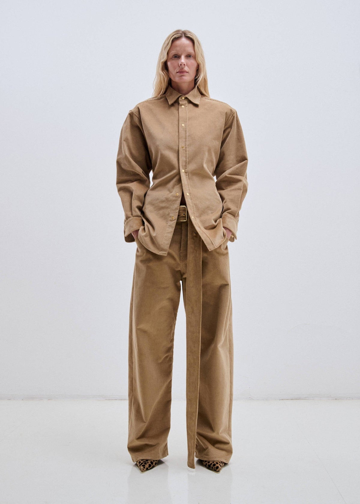 Darkpark // Anne Corduroy Tailored Shirt / Beige Womens Darkpark 