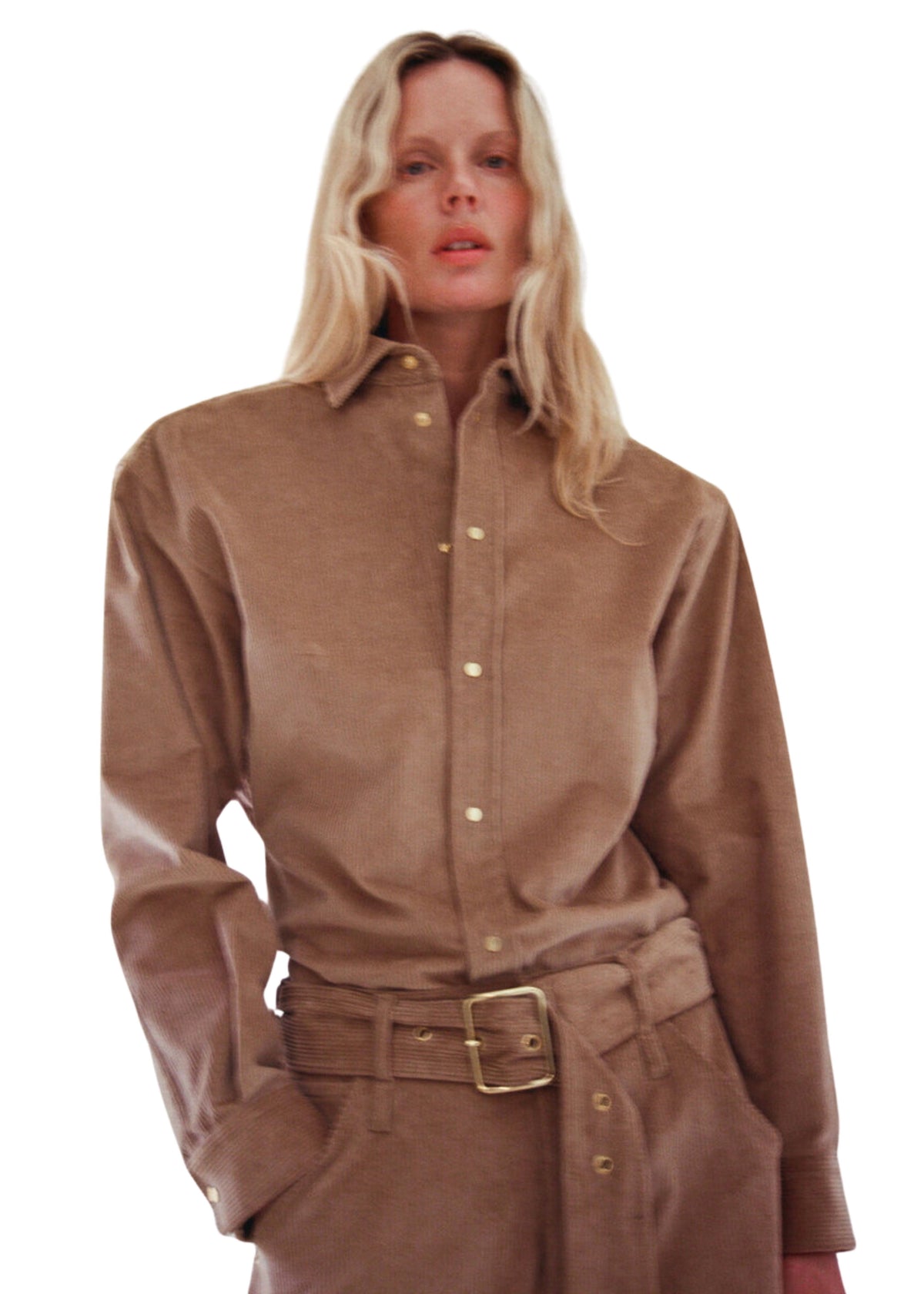 Darkpark // Anne Corduroy Tailored Shirt / Beige Womens Darkpark 