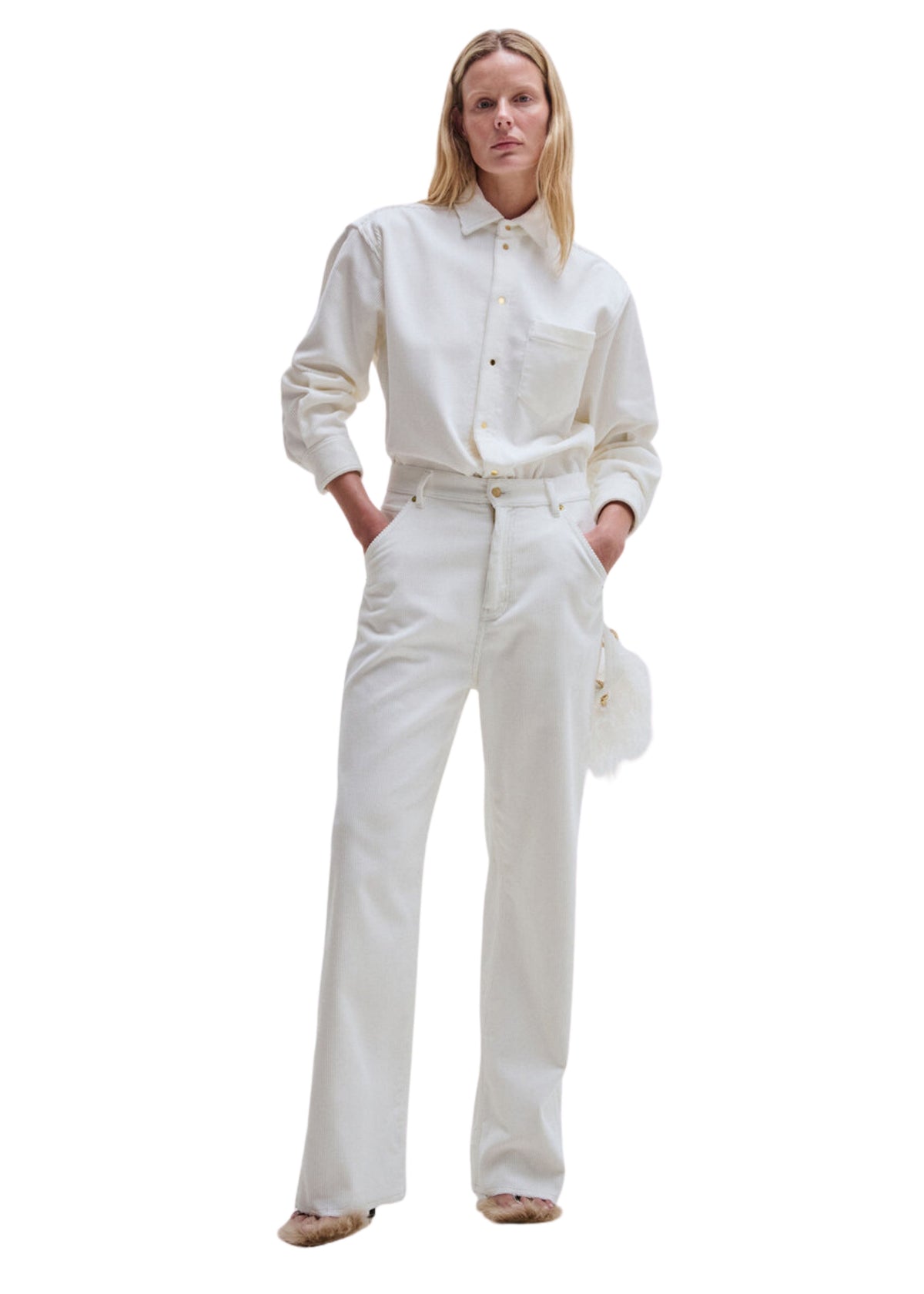 Darkpark // Anne Corduroy Tailored Shirt / White Womens Darkpark 