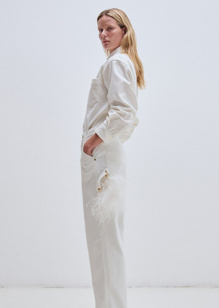 Darkpark // Anne Corduroy Tailored Shirt / White Womens Darkpark 