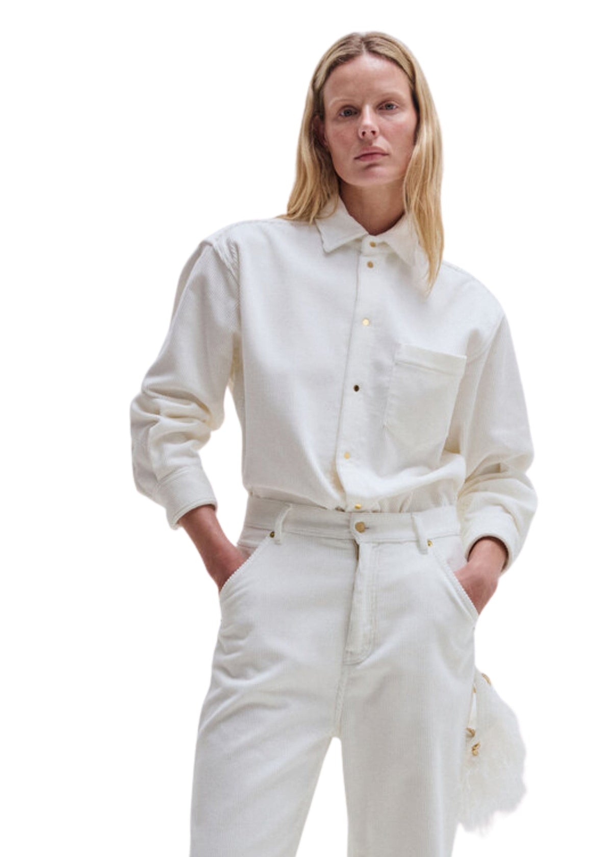 Darkpark // Anne Corduroy Tailored Shirt / White Womens Darkpark 