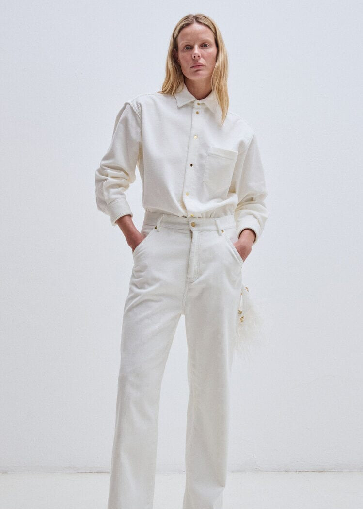 Darkpark // Anne Corduroy Tailored Shirt / White Womens Darkpark 