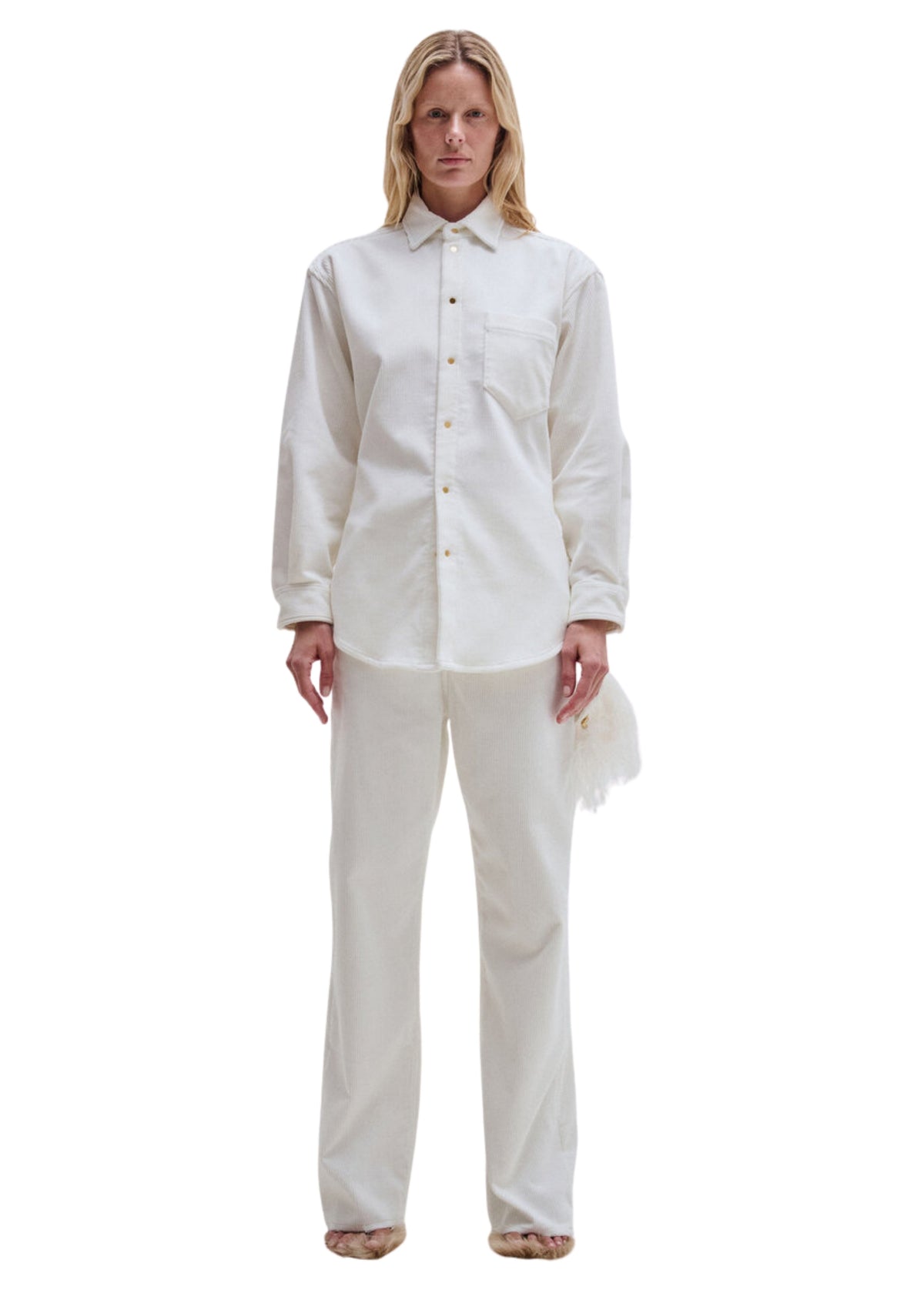 Darkpark // Anne Corduroy Tailored Shirt / White Womens Darkpark 