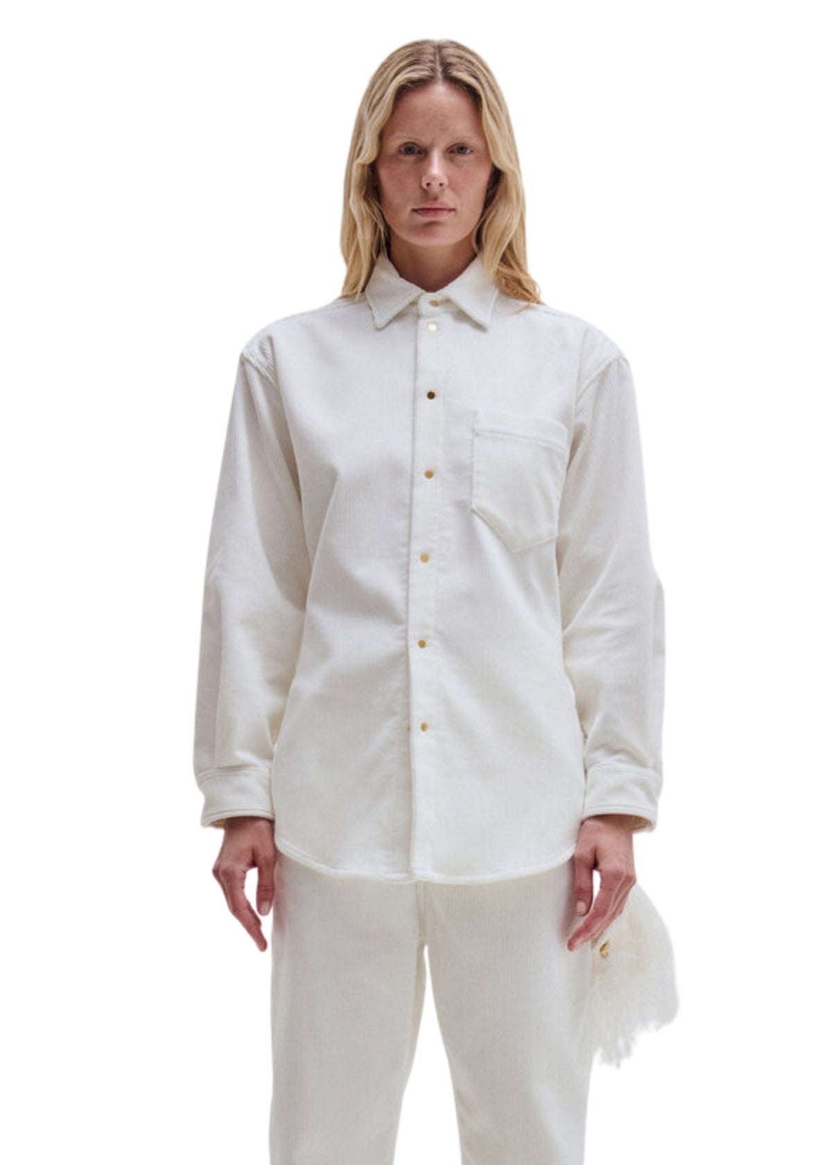 Darkpark // Anne Corduroy Tailored Shirt / White Womens Darkpark 