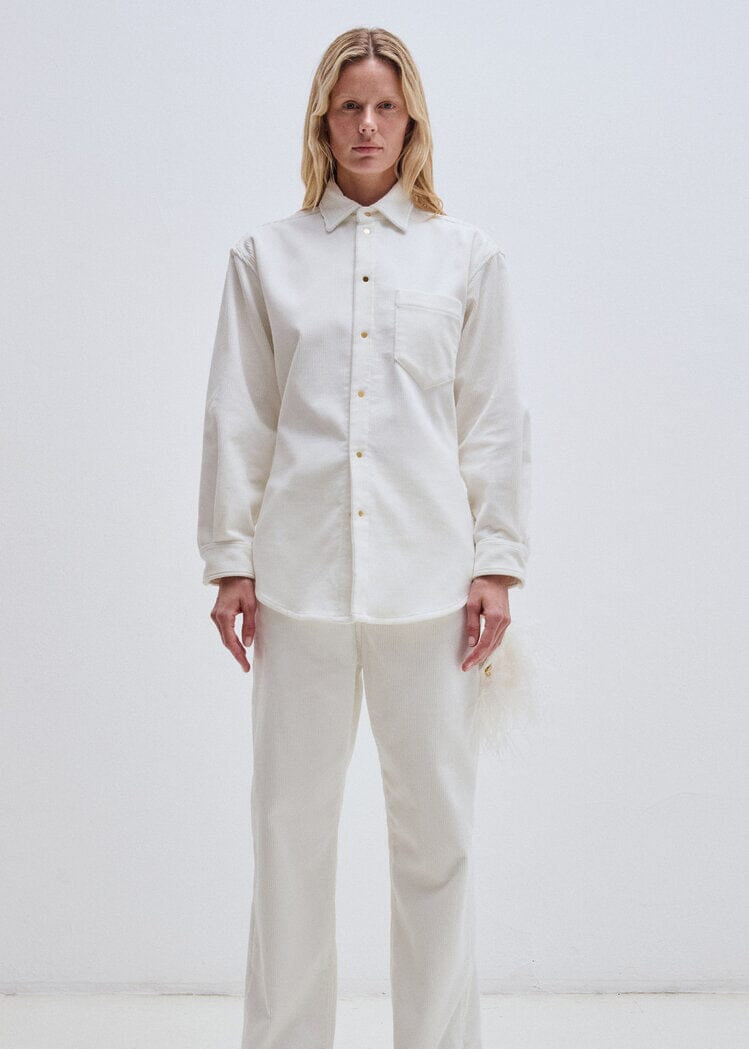 Darkpark // Anne Corduroy Tailored Shirt / White Womens Darkpark 