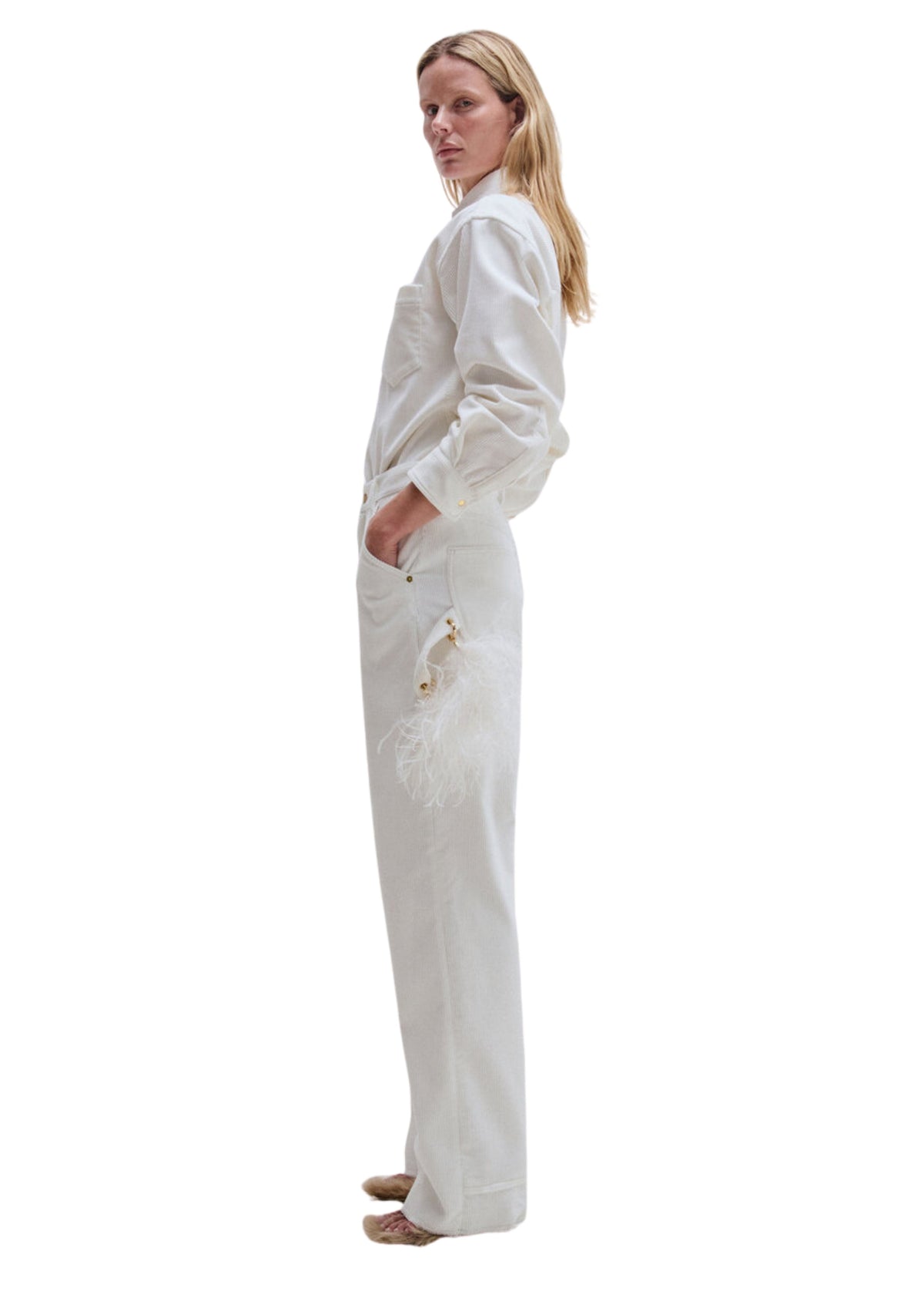 Darkpark // Anne Corduroy Tailored Shirt / White Womens Darkpark 