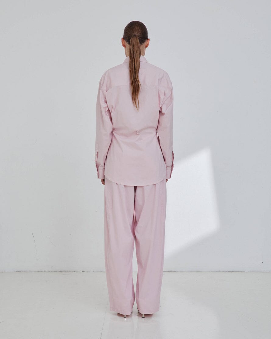 DARKPARK // Anne Light Cotton Popeline Tailored Shirt / Pink Womens Darkpark 