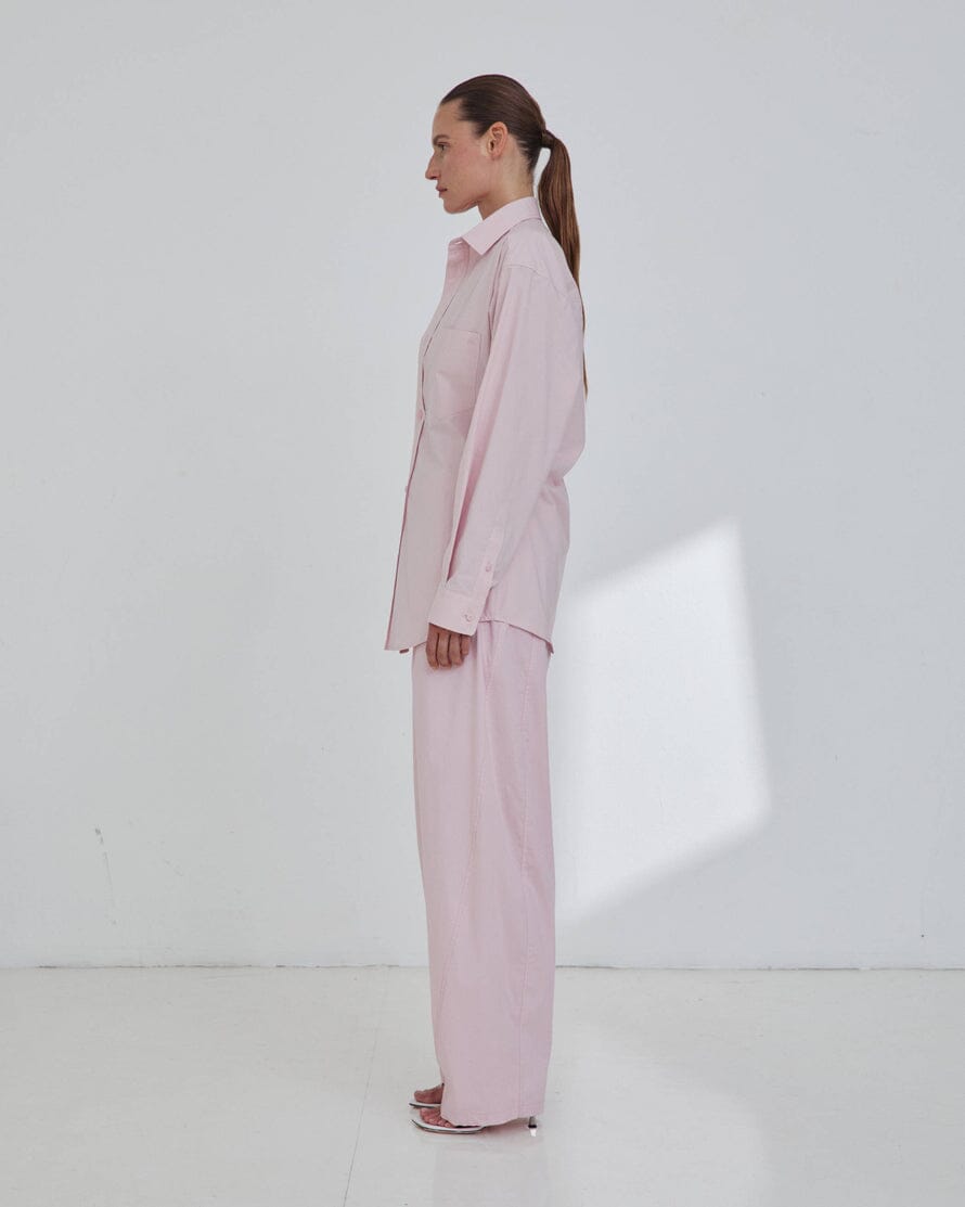 DARKPARK // Anne Light Cotton Popeline Tailored Shirt / Pink Womens Darkpark 