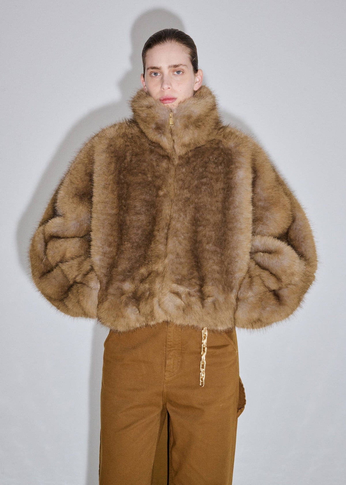 Darkpark // Celine Faux Fur Aviator Bomber / Brown Womens Darkpark 