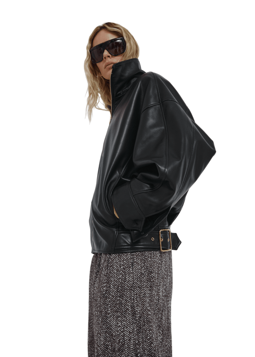Darkpark // Celine Plonge Nappa Leather Aviator Bomber / Black Womens Darkpark 
