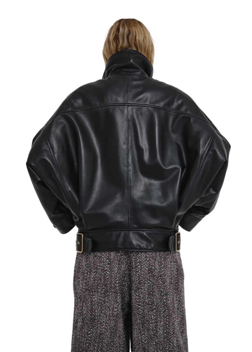 Darkpark // Celine Plonge Nappa Leather Aviator Bomber / Black Womens Darkpark 