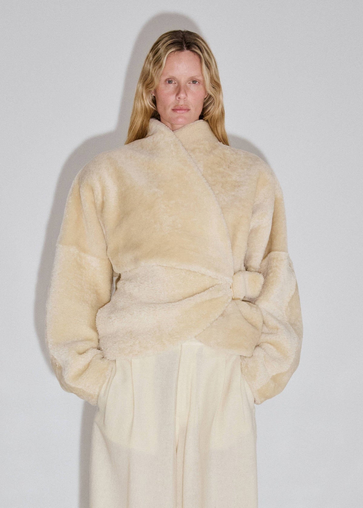 Darkpark // Cindy Faux Shearling Contour Jacket / Winter White Womens Darkpark 