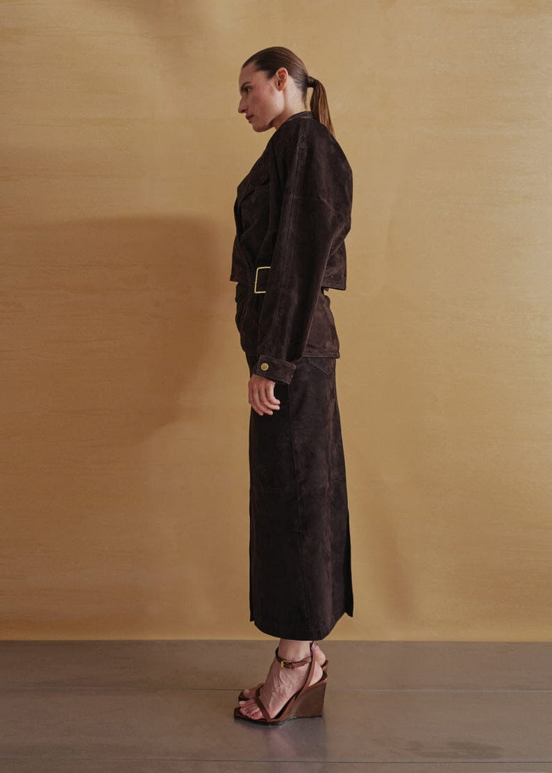 Darkpark // Cindy Suede Contour Jacket / Dark Brown Womens Darkpark 