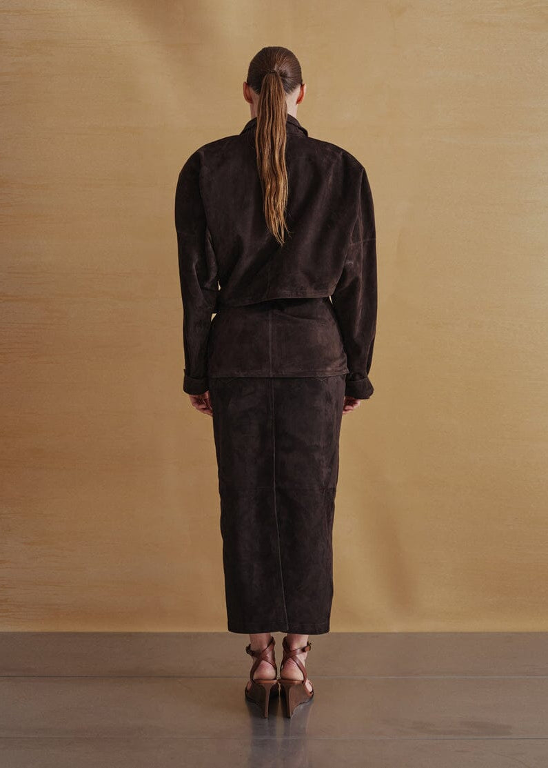 Darkpark // Cindy Suede Contour Jacket / Dark Brown Womens Darkpark 