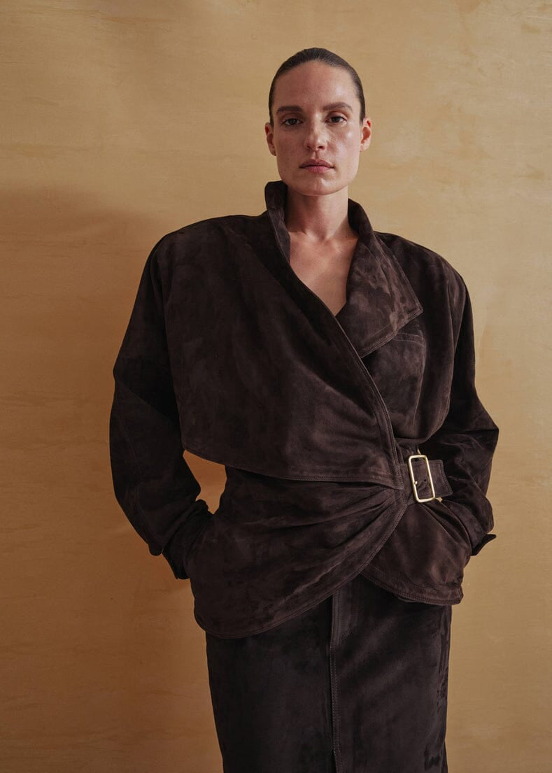 Darkpark // Cindy Suede Contour Jacket / Dark Brown Womens Darkpark 