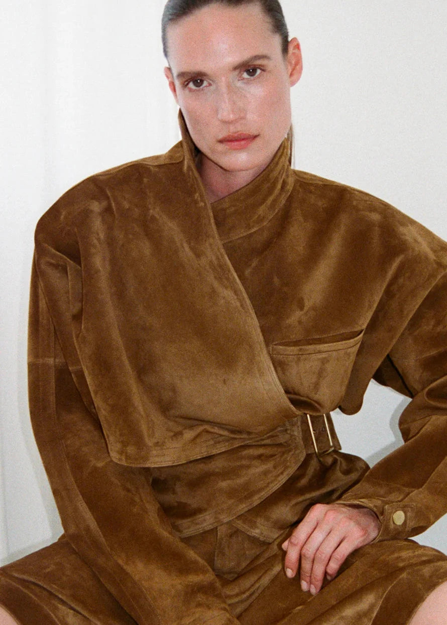 Darkpark // Cindy Suede Contour Jacket / Golden Brown Womens Darkpark 
