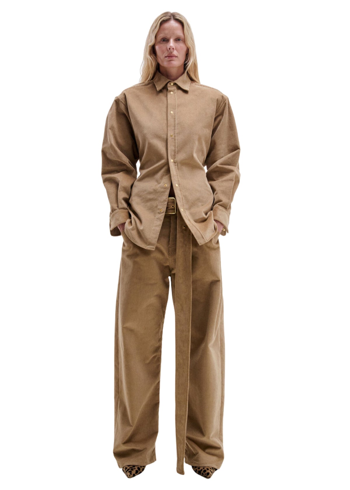 Darkpark // Dalila Belt Relaxed Corduroy Pants / Beige Womens Darkpark 